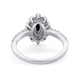 Art Deco Marquise Wedding Ring Simulated Black CZ 925 Sterling Silver