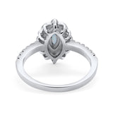 Art Deco Marquise Wedding Ring Lab Created White Opal 925 Sterling Silver