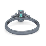 Three Stone Wedding Ring Black Tone, Simulated Paraiba Tourmaline CZ 925 Sterling Silver