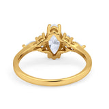 Vintage Style Wedding Ring Marquise Yellow Tone, Simulated Cubic Zirconia 925 Sterling Silver