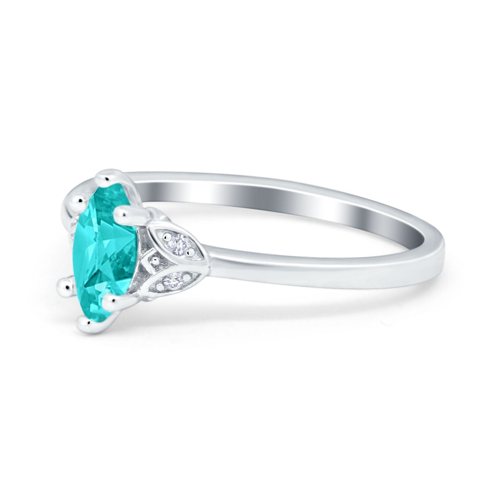 Marquise Art Deco Engagement Ring Simulated Paraiba Tourmaline CZ 925 Sterling Silver