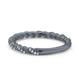 Infinity Twisted Wedding Stackable Eternity Rings Black Tone, Simulated CZ 925 Sterling Silver