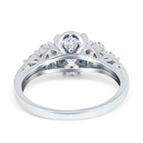 Vintage Style Wedding Ring Round Simulated Rainbow CZ 925 Sterling Silver