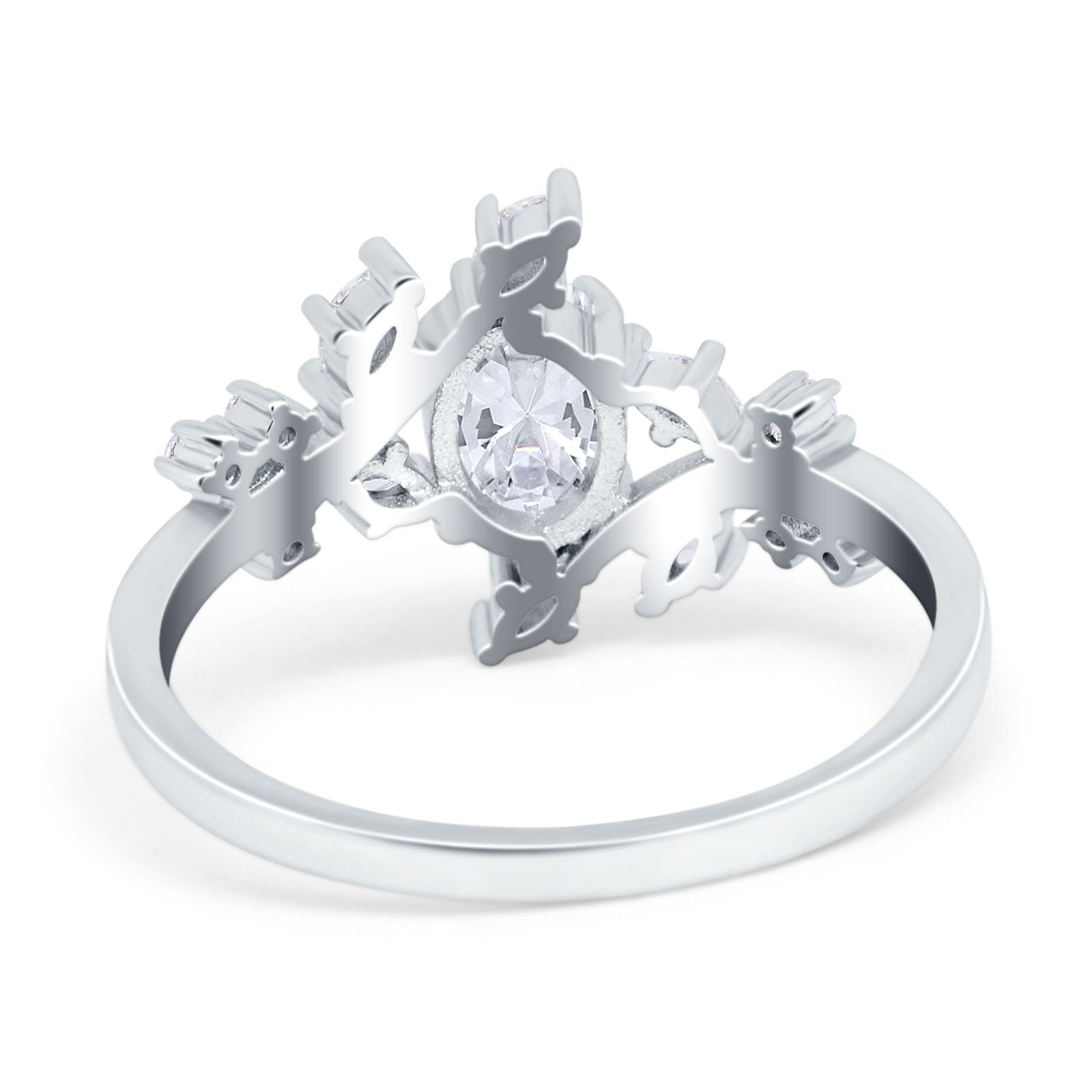 Oval Marquise Simulated Cubic Zirconia Ring 925 Sterling Silver