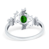 Oval Marquise Simulated Green Emerald CZ Ring 925 Sterling Silver