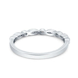 Half Eternity Wedding Band Ring Round Simulated Cubic Zirconia 925 Sterling Silver