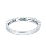 Half Eternity Wedding Band Ring Round Simulated Green Emerald CZ 925 Sterling Silver