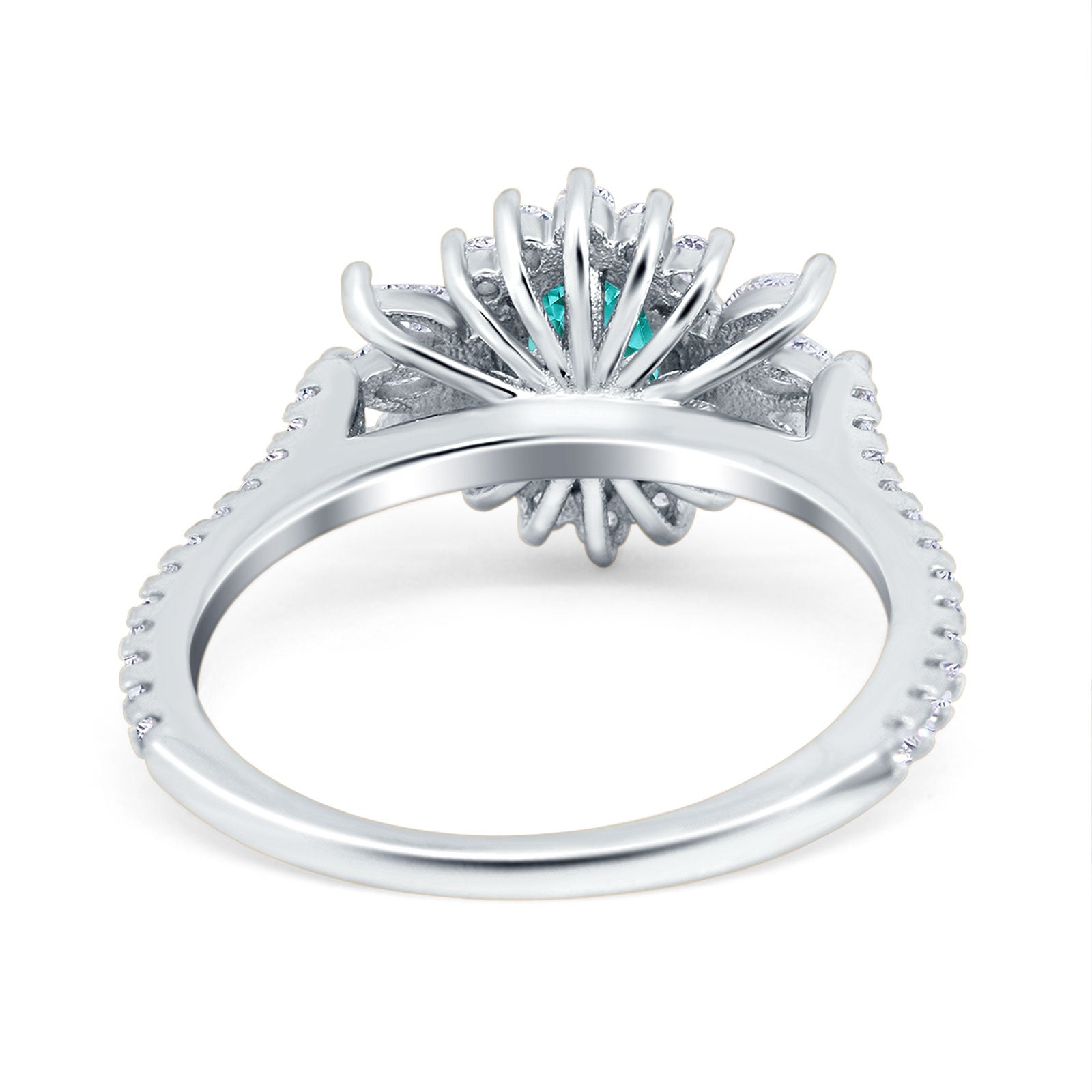 Vintage Oval Engagement Ring Simulated Paraiba Tourmaline 925 Sterling Silver