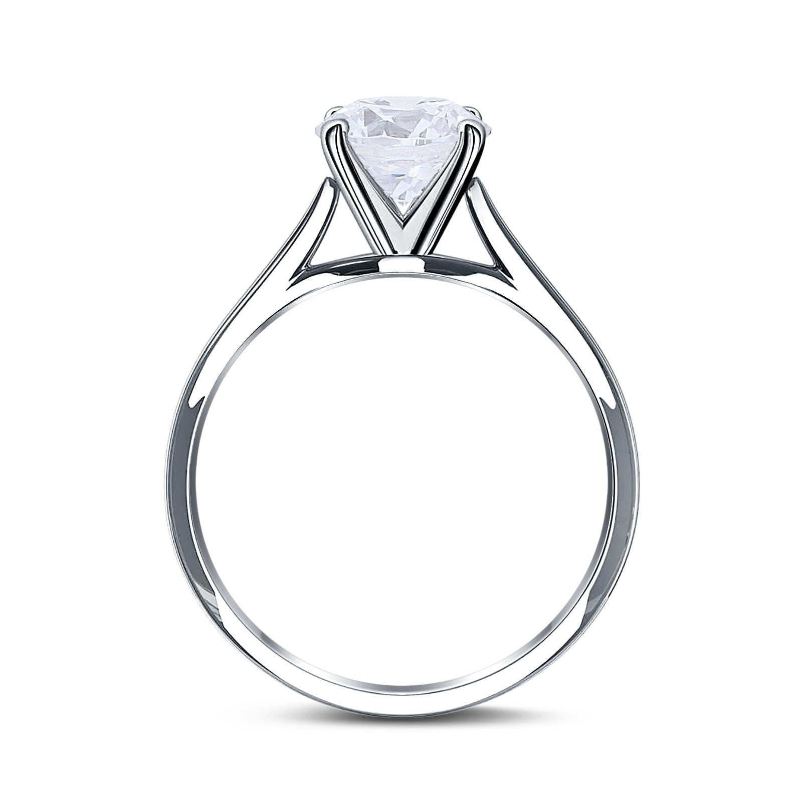 Oval Simulated Cubic Zirconia Cathedral Wedding Ring 925 Sterling Silver Center Stone-(9mmx7mm)