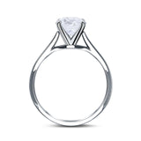 Oval Simulated Cubic Zirconia Cathedral Wedding Ring 925 Sterling Silver Center Stone-(9mmx7mm)