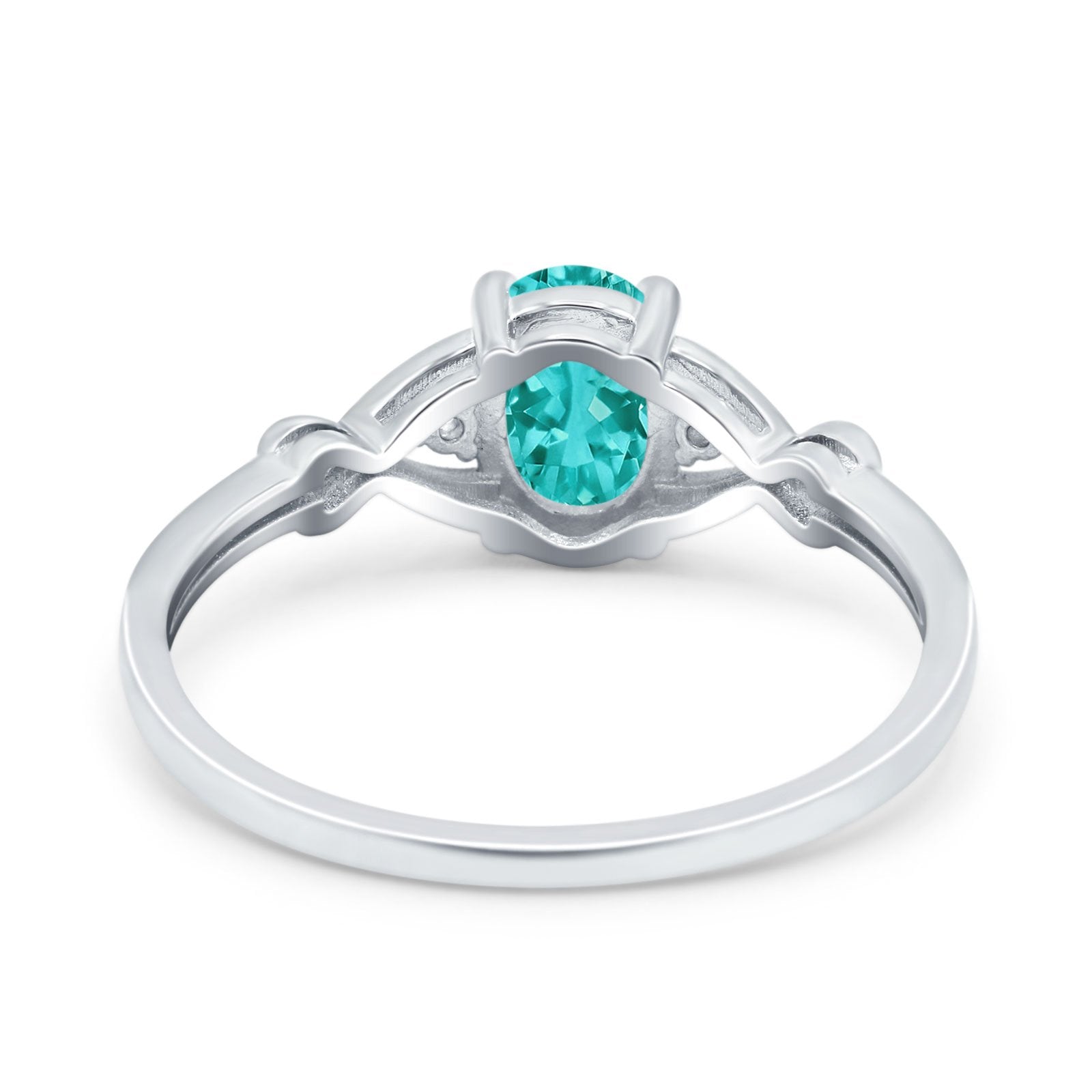 Oval Filigree Infinity Engagement Ring Simulated Paraiba Tourmaline CZ 925 Sterling Silver