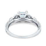 Cushion Celtic Art Deco Engagement Ring Lab Created White Opal 925 Sterling Silver