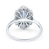 Emerald Cut Vintage Wedding Ring Simulated Aquamarine CZ 925 Sterling Silver