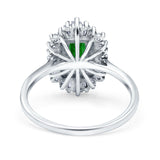Emerald Cut Vintage Wedding Ring Simulated Green Emerald CZ 925 Sterling Silver