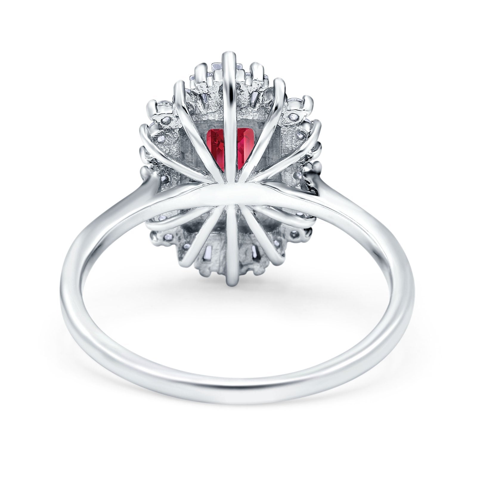 Emerald Cut Vintage Wedding Ring Simulated Ruby CZ 925 Sterling Silver