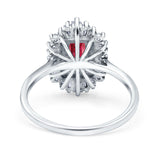 Emerald Cut Vintage Wedding Ring Simulated Ruby CZ 925 Sterling Silver