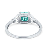 Cushion Cut Celtic Art Deco Wedding Engagement Bridal Ring Round Simulated Paraiba Tourmaline CZ 925 Sterling Silver
