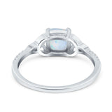 Cushion Cut Celtic Art Deco Wedding Engagement Bridal Ring Round Lab Created White Opal 925 Sterling Silver