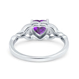 Heart Celtic Wedding Promise Ring Simulated Amethyst CZ 925 Sterling Silver