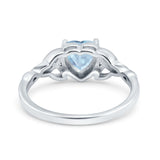 Heart Celtic Wedding Promise Ring Simulated Aquamarine CZ 925 Sterling Silver