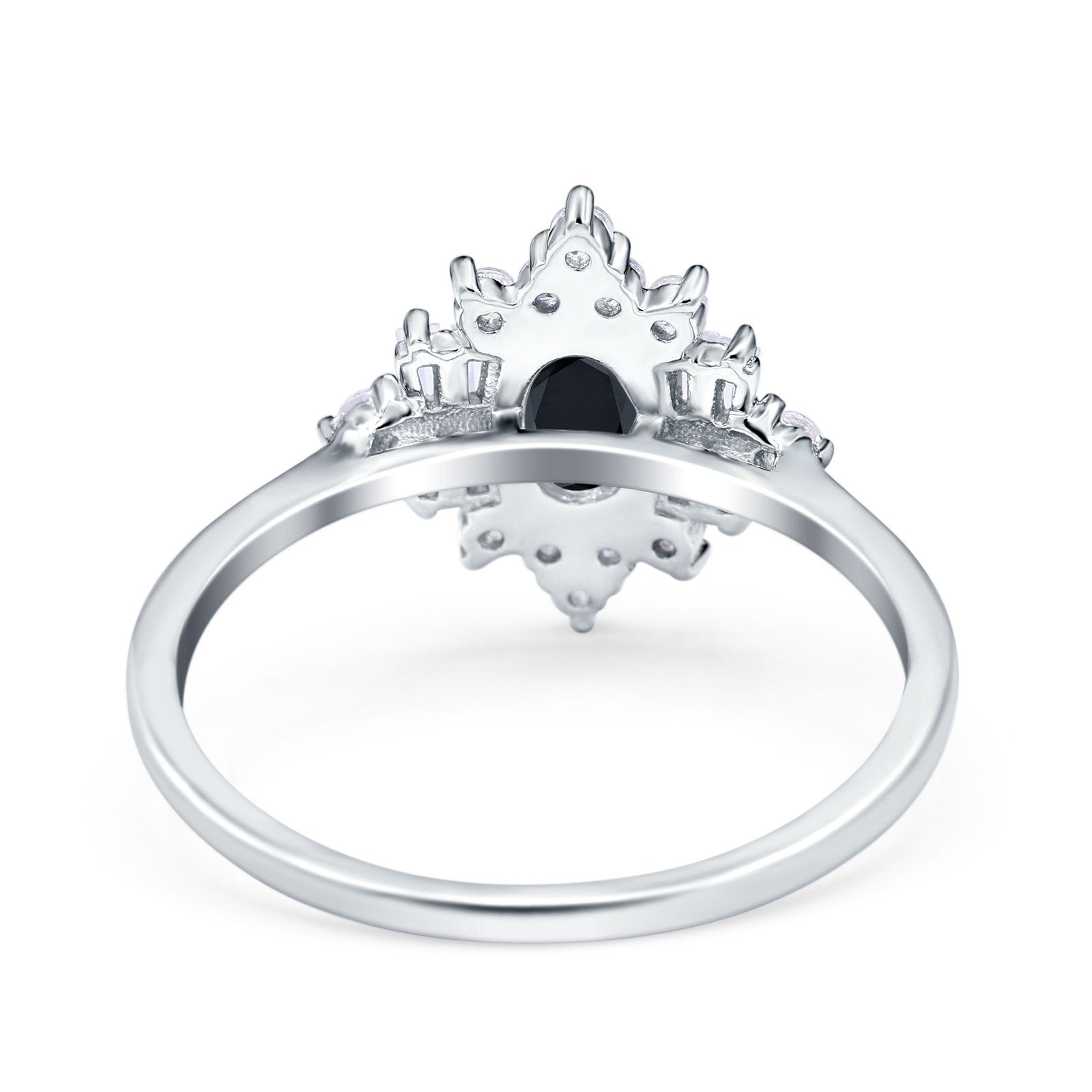 Oval Cut Halo Vintage Wedding Ring Simulated Black CZ 925 Sterling Silver