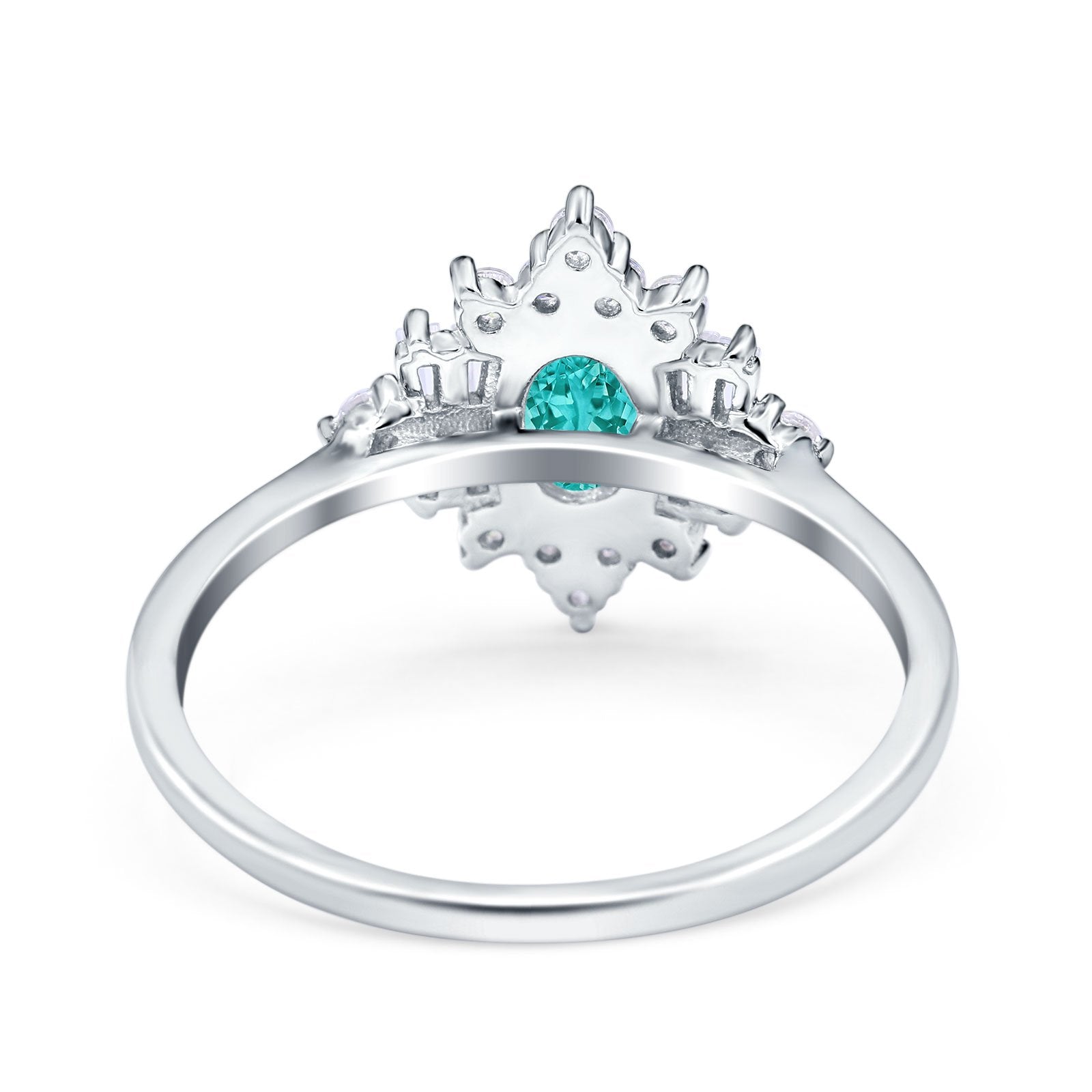 Oval Cut Halo Vintage Wedding Ring Simulated Paraiba Tourmaline CZ 925 Sterling Silver