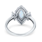 Marquise Vintage Wedding Ring Lab Created White Opal 925 Sterling Silver