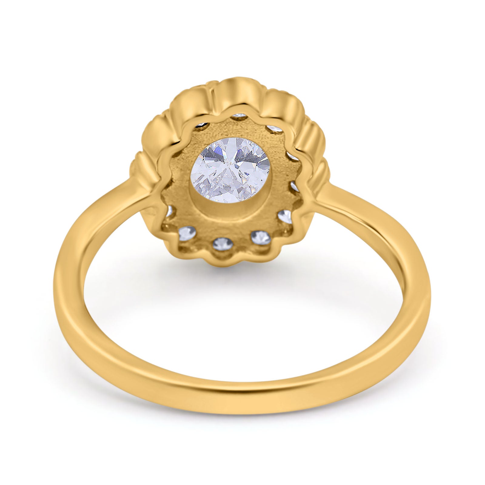 14K Yellow Gold Vintage Floral Oval Bridal Wedding Engagement Ring Simulated CZ Size-7