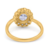 14K Yellow Gold Vintage Floral Oval Bridal Wedding Engagement Ring Simulated CZ Size-7