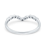 Curved Marquise Half Eternity Stackable Band Ring Simulated CZ 925 Sterling Silver