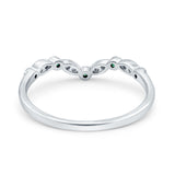 Curved Marquise Half Eternity Stackable Ring Simulated Green Emerald CZ 925 Sterling Silver