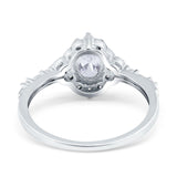 Oval Engagement Ring Accent Vintage Simulated Cubic Zirconia 925 Sterling Silver