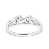 Pear Oval Art Deco Half Eternity Wedding Band Ring Simulated Cubic Zirconia 925 Sterling Silver