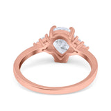 14K Rose Gold Teardrop Pear Art Deco Engagement Wedding Bridal Ring Round Simulated CZ Size-7