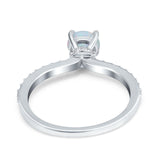 Art Deco Wedding Engagement Ring Accent Vintage Bridal Ring Round Lab Created White Opal 925 Sterling Silver
