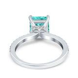 Cushion Cut Art Deco Vintage Engagement Wedding Bridal Ring Round Simulated Paraiba Tourmaline CZ 925 Sterling Silver