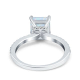 Cushion Cut Art Deco Vintage Engagement Wedding Bridal Ring Round Lab Created White Opal 925 Sterling Silver