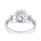 Butterfly Accent Oval Art Deco Engagement Wedding Bridal Ring Round Simulated Cubic Zirconia 925 Sterling Silver