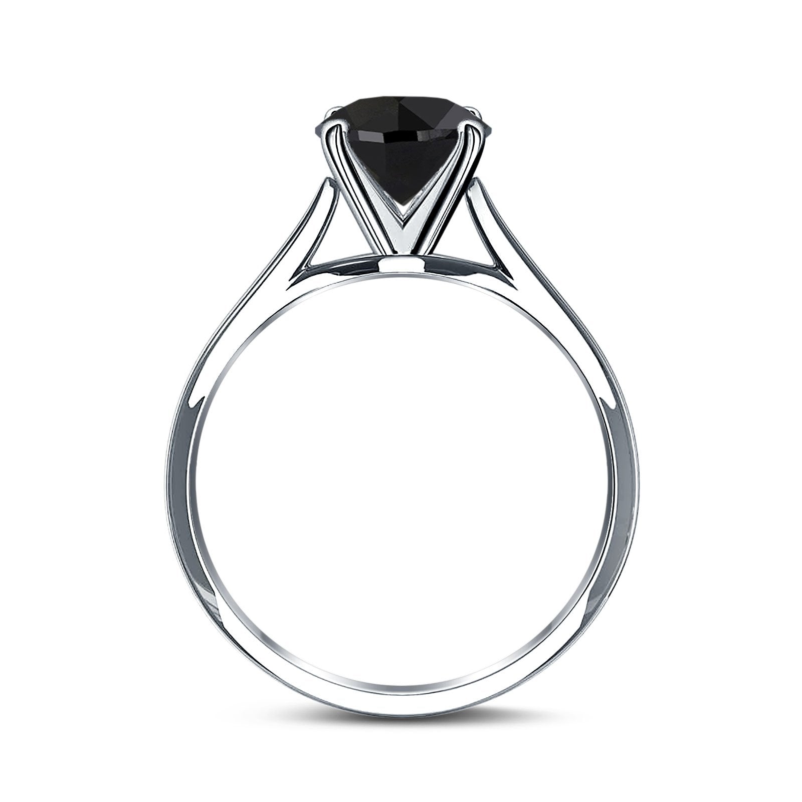 Oval Cathedral Solitaire Wedding Ring Simulated Black CZ 925 Sterling Silver