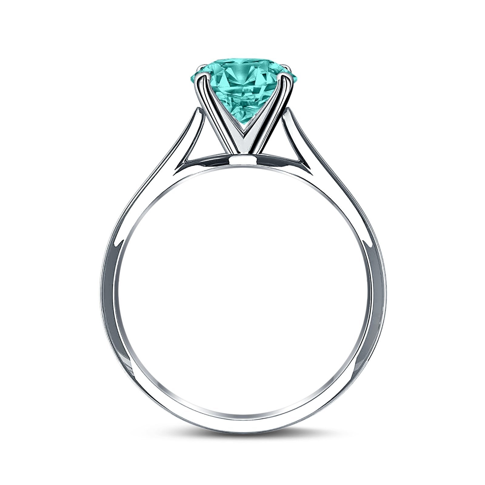 Oval Cathedral Solitaire Wedding Ring Simulated Paraiba Tourmaline CZ 925 Sterling Silver
