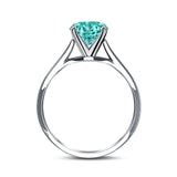 Oval Cathedral Solitaire Wedding Ring Simulated Paraiba Tourmaline CZ 925 Sterling Silver