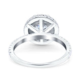Halo Art Deco Wedding Ring Round Simulated Cubic Zirconia 925 Sterling Silver