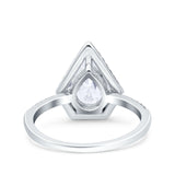 Halo Art Deco Solitaire Accent Pear Wedding Bridal Ring Simulated Cubic Zirconia 925 Sterling Silver