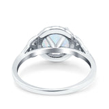 Celtic Halo Art Deco Wedding Ring Round Lab Created White Opal 925 Sterling Silver