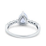 Teardrop Art Deco Pear Wedding Ring Simulated Cubic Zirconia 925 Sterling Silver