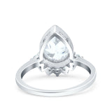 Art Deco Solitaire Accent Pear Wedding Ring Band Simulated Cubic Zirconia 925 Sterling Silver (14mm)