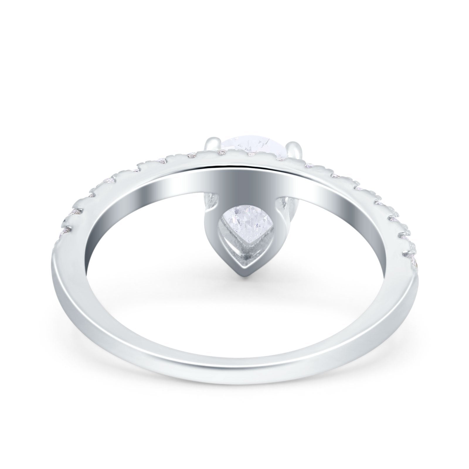 Teardrop Art Deco Pear Wedding Bridal Ring Simulated Cubic Zirconia 925 Sterling Silver
