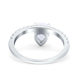 Teardrop Art Deco Pear Wedding Bridal Ring Simulated Cubic Zirconia 925 Sterling Silver
