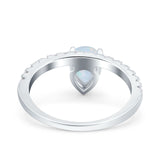 Teardrop Art Deco Pear Wedding Bridal Ring Lab Created White Opal 925 Sterling Silver
