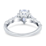 Art Deco Pear Shape Wedding Bridal Ring Simulated Cubic Zirconia 925 Sterling Silver